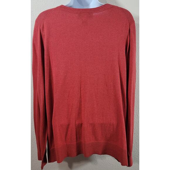 Lane Bryant Orange Button Up Cardigan Sweater 18 20 Lightweight Soft Pockets - Picture 3 of 4